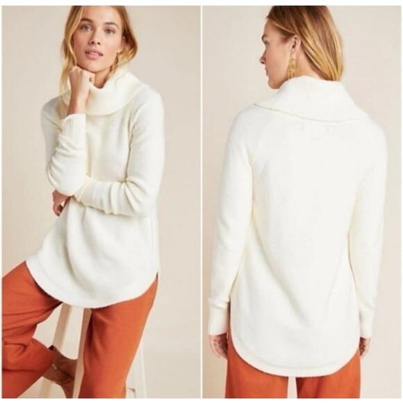 MOTH Brenta Sweater Size XL Ivory Cream Cowl Tunic Relaxed Casual Anthropologie - Picture 6 of 16